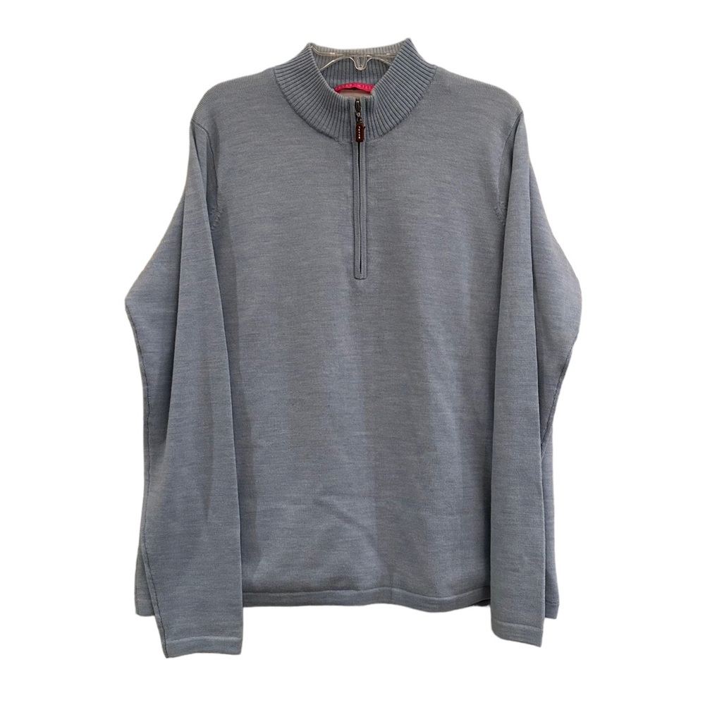 Peter Millar Marina Wool Women's Blue Quarterzip Soft Pullover Size Large